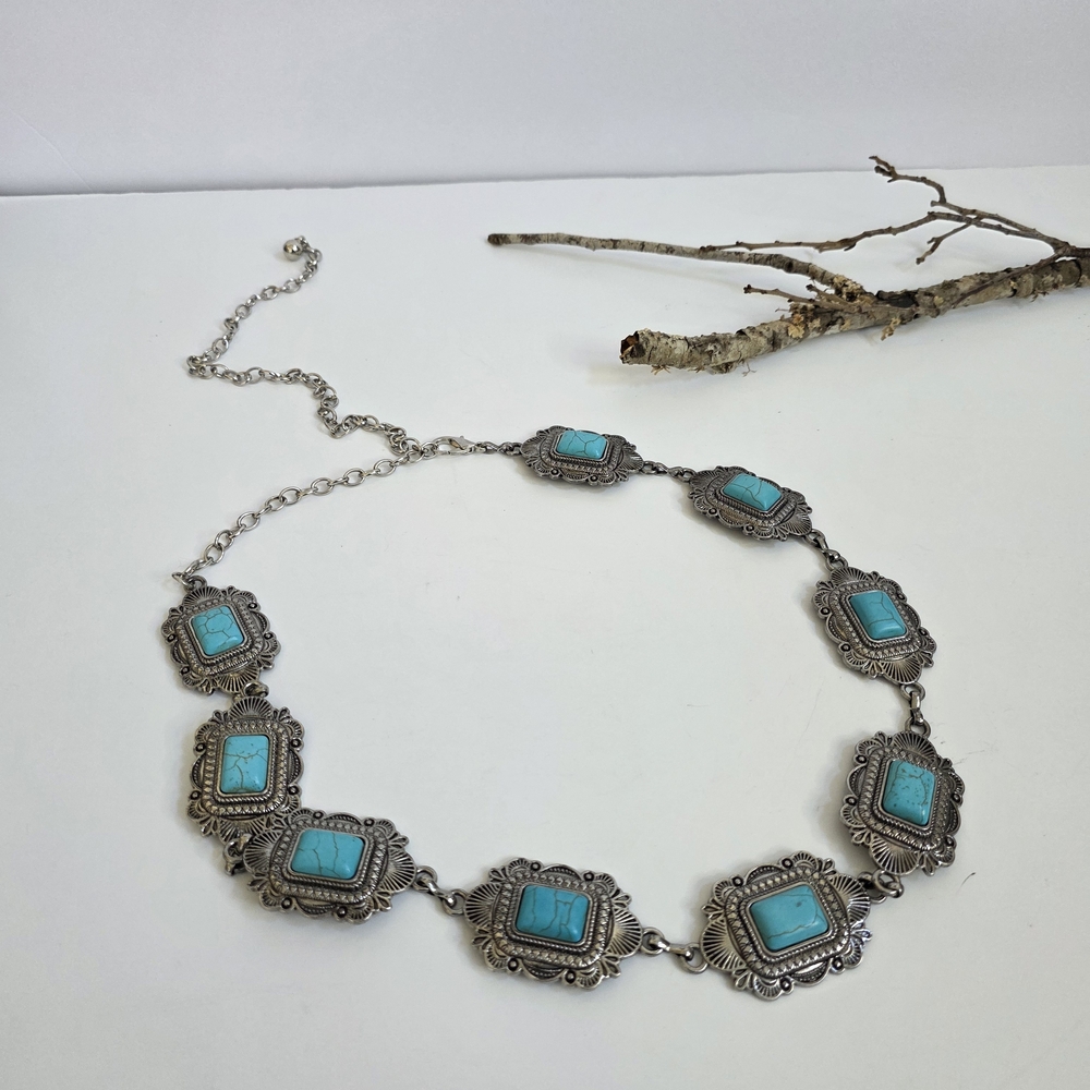 Faux Turquoise and Silver Belt - Picture 9 of 9
